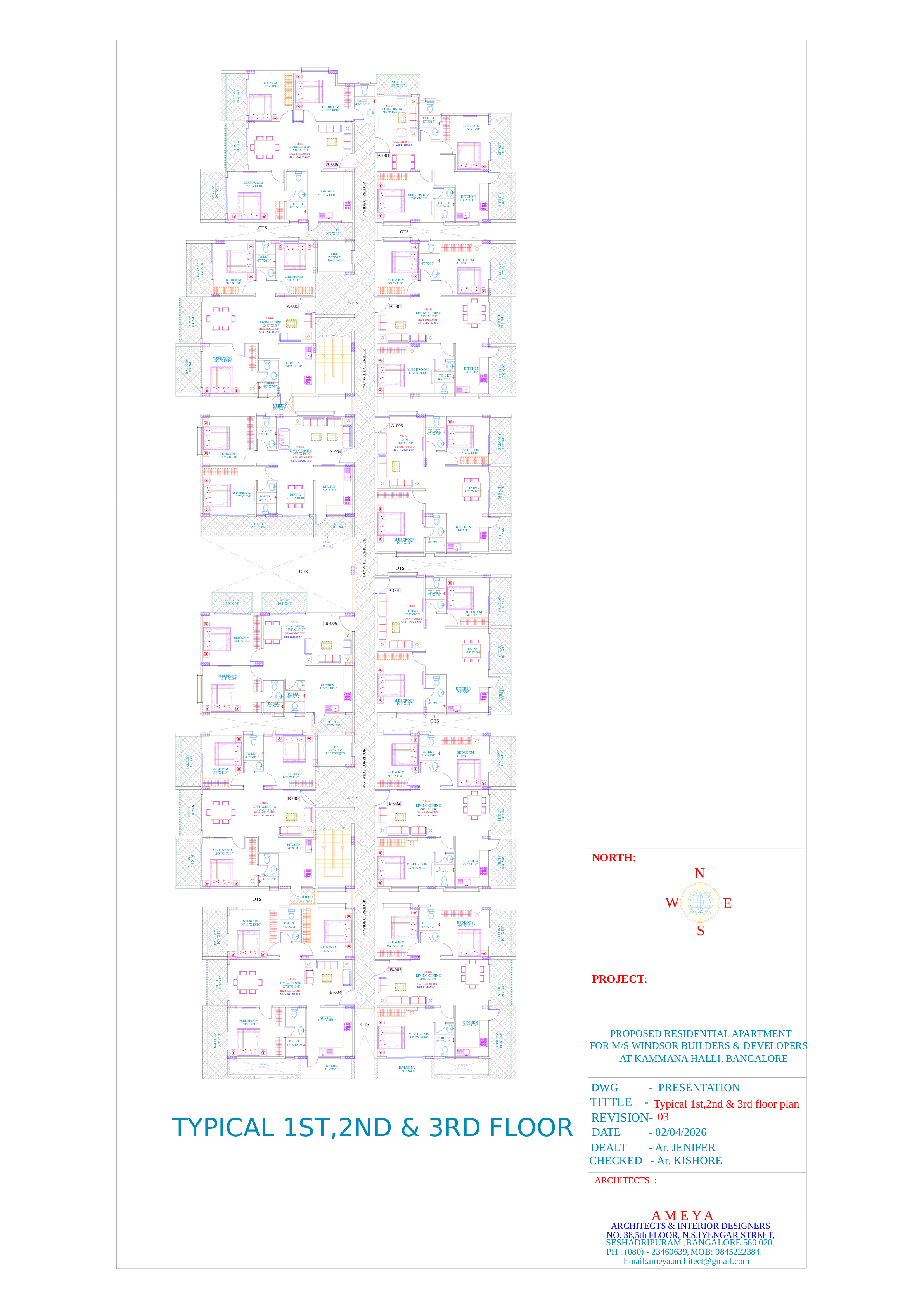 Typical 1st, 2nd and 3rd floor plan presentation for Windsor Verdant